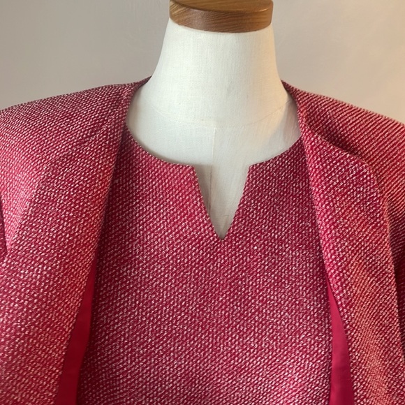 DG Donna Gray 2 piece dress w/ jacket red and white specs throughout career 12 - Picture 2 of 16